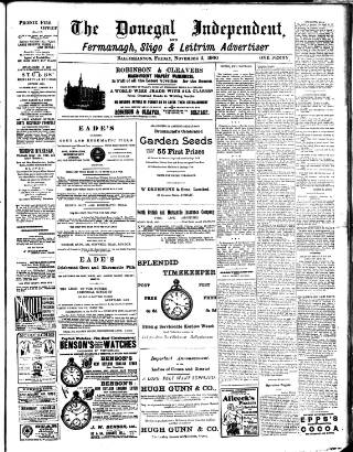 cover page of Donegal Independent published on November 2, 1900