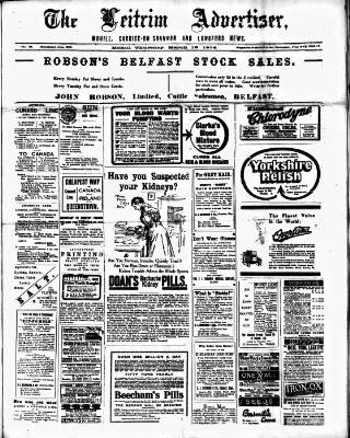 cover page of Leitrim Advertiser published on March 19, 1914