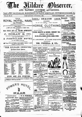 cover page of Kildare Observer and Eastern Counties Advertiser published on November 2, 1889