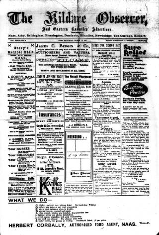 cover page of Kildare Observer and Eastern Counties Advertiser published on March 19, 1927