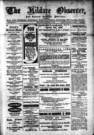 cover page of Kildare Observer and Eastern Counties Advertiser published on February 2, 1929
