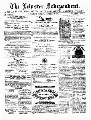 cover page of Leinster Independent published on September 2, 1871