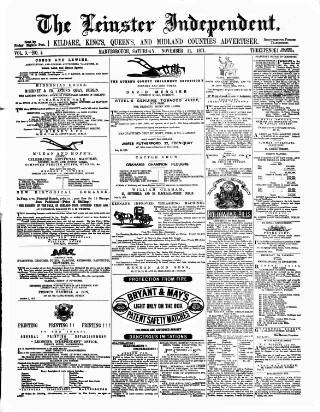 cover page of Leinster Independent published on November 11, 1871