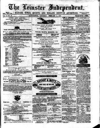 cover page of Leinster Independent published on February 3, 1872