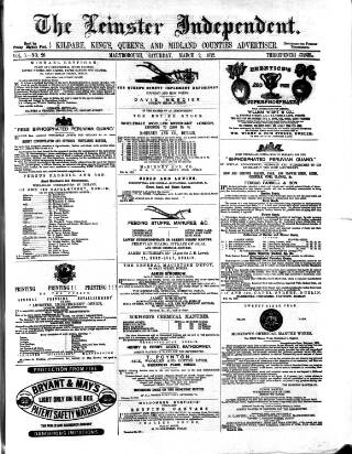 cover page of Leinster Independent published on March 2, 1872