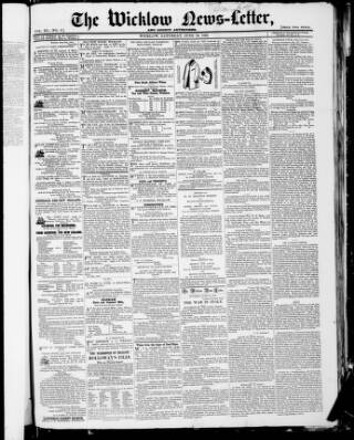 cover page of Wicklow News-Letter and County Advertiser published on June 18, 1859