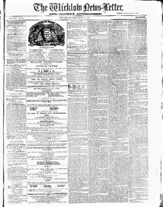cover page of Wicklow News-Letter and County Advertiser published on April 1, 1871