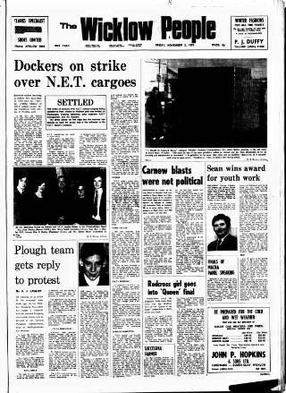 cover page of Wicklow People published on November 2, 1973