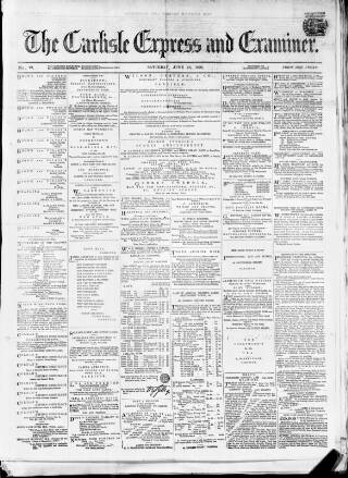 cover page of Carlisle Express and Examiner published on June 18, 1870