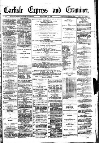 cover page of Carlisle Express and Examiner published on September 17, 1881