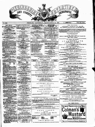 cover page of Peeblesshire Advertiser published on September 17, 1881