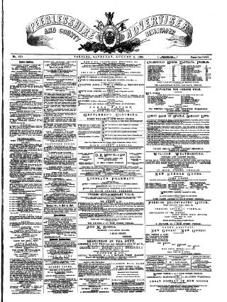 cover page of Peeblesshire Advertiser published on August 2, 1890