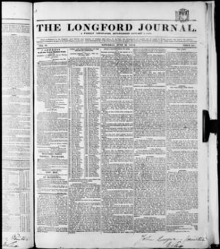 cover page of Longford Journal published on June 18, 1842