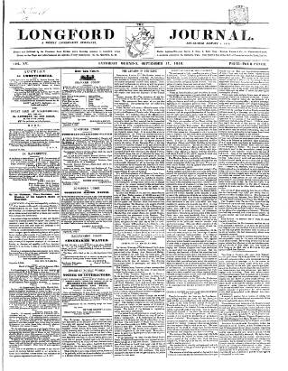 cover page of Longford Journal published on September 17, 1853