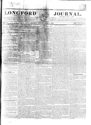 cover page of Longford Journal published on April 1, 1854