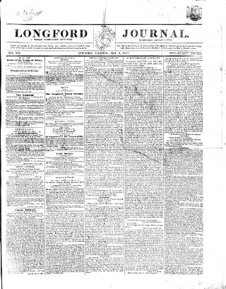 cover page of Longford Journal published on May 2, 1857