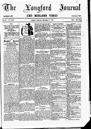 cover page of Longford Journal published on November 2, 1901