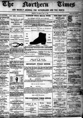 cover page of Northern Times and Weekly Journal for Sutherland and the North published on May 2, 1901