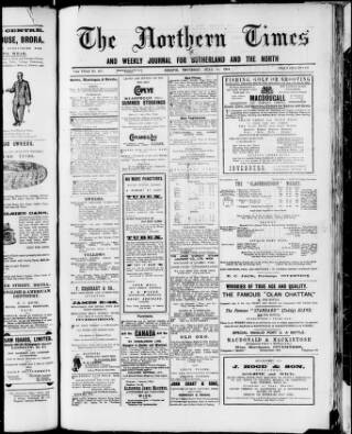 cover page of Northern Times and Weekly Journal for Sutherland and the North published on June 18, 1914