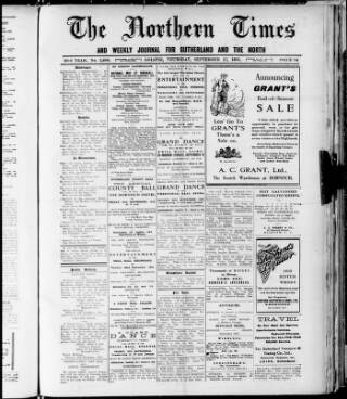 cover page of Northern Times and Weekly Journal for Sutherland and the North published on September 17, 1931