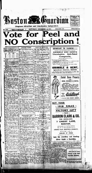 cover page of Boston Guardian published on December 14, 1918