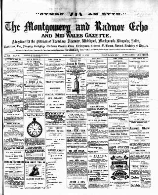 cover page of Montgomeryshire Echo published on June 18, 1898