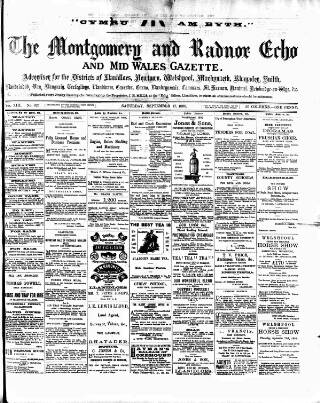 cover page of Montgomeryshire Echo published on September 17, 1898