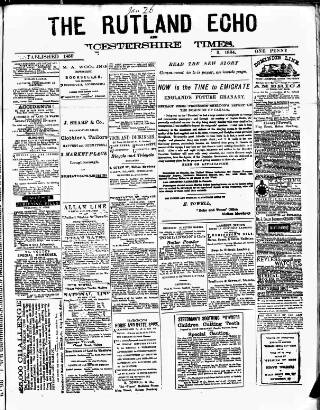 cover page of Rutland Echo and Leicestershire Advertiser published on February 2, 1884