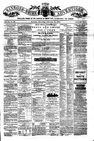 cover page of Kinross-shire Advertiser published on February 2, 1884