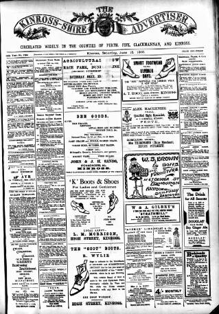 cover page of Kinross-shire Advertiser published on June 18, 1910