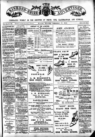 cover page of Kinross-shire Advertiser published on September 17, 1910