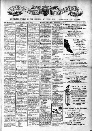 cover page of Kinross-shire Advertiser published on November 2, 1912