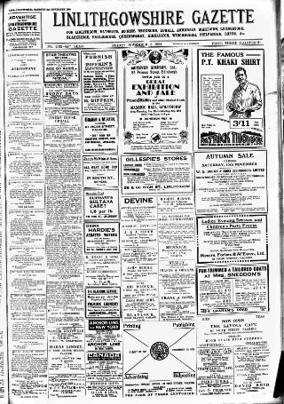 cover page of Linlithgowshire Gazette published on November 2, 1934