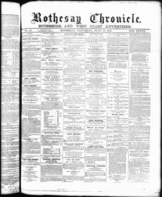 cover page of Rothesay Chronicle published on June 18, 1864