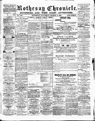 cover page of Rothesay Chronicle published on March 19, 1892