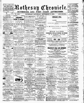 cover page of Rothesay Chronicle published on September 17, 1892