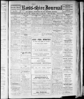 cover page of Ross-shire Journal published on April 1, 1927
