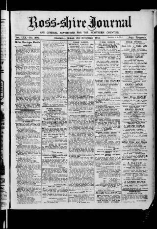 cover page of Ross-shire Journal published on November 2, 1945