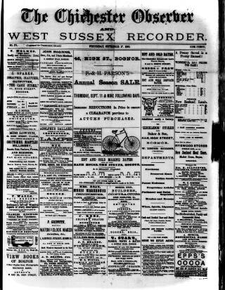cover page of Chichester Observer published on September 17, 1890