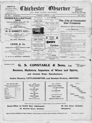 cover page of Chichester Observer published on February 2, 1910