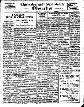 cover page of Chichester Observer published on November 2, 1946