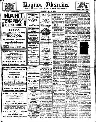 cover page of Bognor Regis Observer published on May 2, 1923