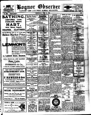 cover page of Bognor Regis Observer published on June 18, 1924