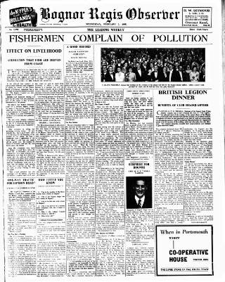 cover page of Bognor Regis Observer published on February 2, 1938