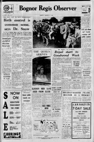 cover page of Bognor Regis Observer published on August 2, 1968