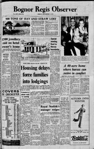 cover page of Bognor Regis Observer published on September 17, 1971
