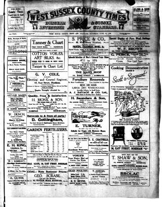 cover page of West Sussex County Times published on June 18, 1927