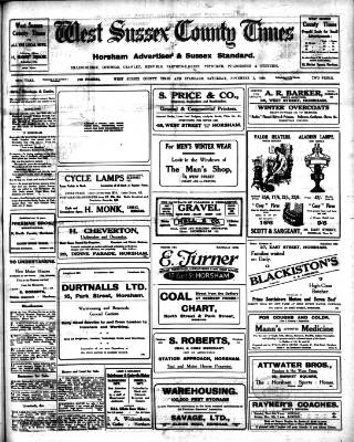 cover page of West Sussex County Times published on November 2, 1929