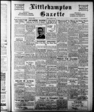 cover page of Littlehampton Gazette published on March 19, 1943
