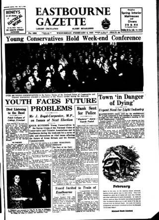 cover page of Eastbourne Gazette published on February 2, 1949